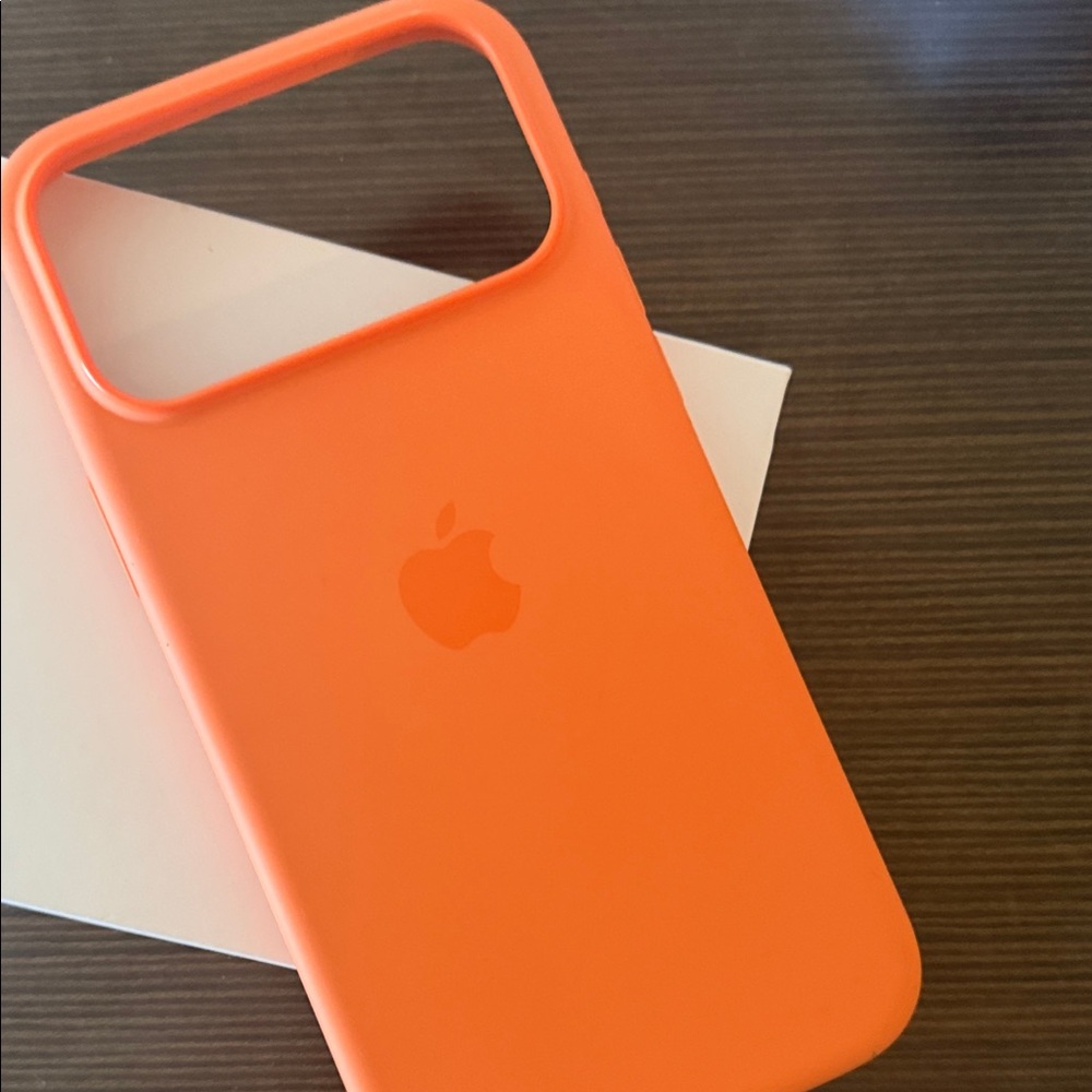 Apple Orange Silicone iPhone 17 pro Case with Apple Logo